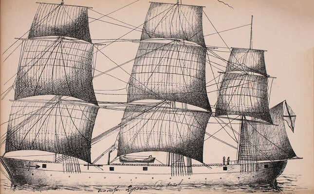 [Большая редкость]. Опыт изложения чертежами работ по вооружению и управлению судами / Составил Гардемарин Петрушевский. [Б. г.], 1885.